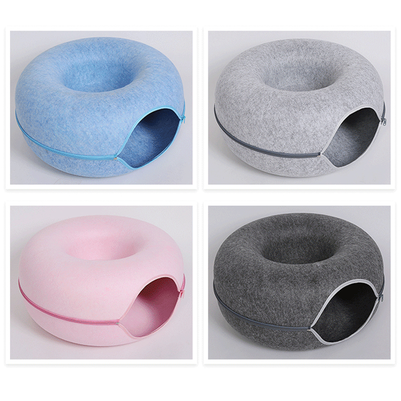 Tunnel Round Felt Donut Cat Bed Medium Size / Roda Mainan Kucing / 50 x
