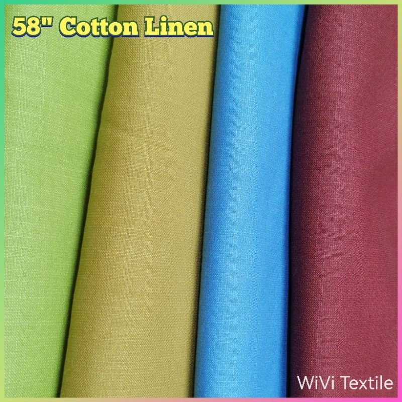 58 Cotton Linen Fabric / Kain Linen / Kain Baju - 1 meter Light
