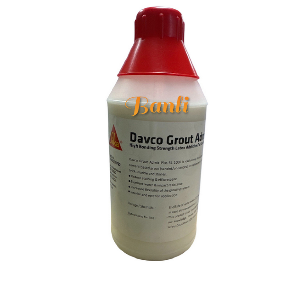 1Litre Davco RL1000 Grout Admix Plus High Bonding Strength Latex