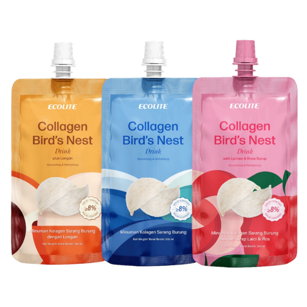 Ecolite Collagen Bird' Nest Drink 200ml （ Original / Lychee & Rose
