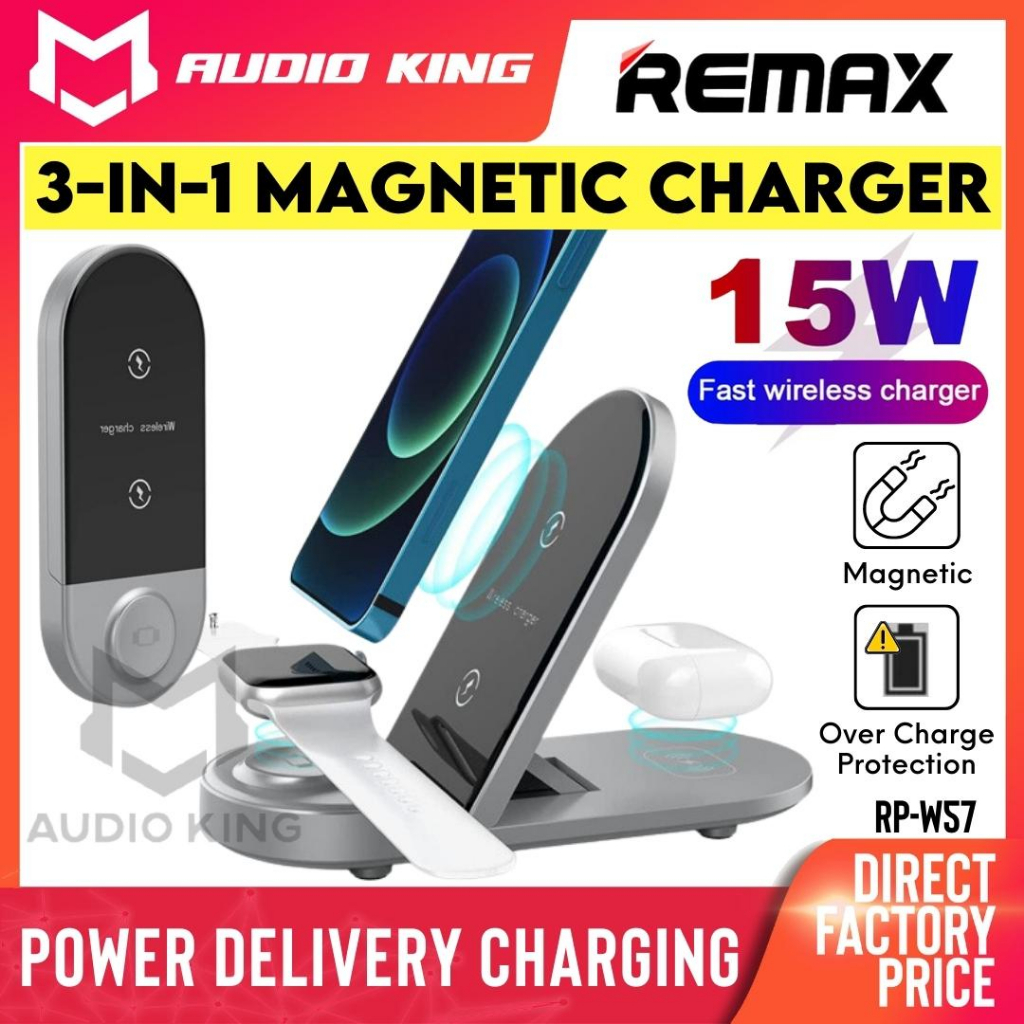REMAX 3 In 1 Wireless Qi Charger Pad Dock 15W Fast Charging