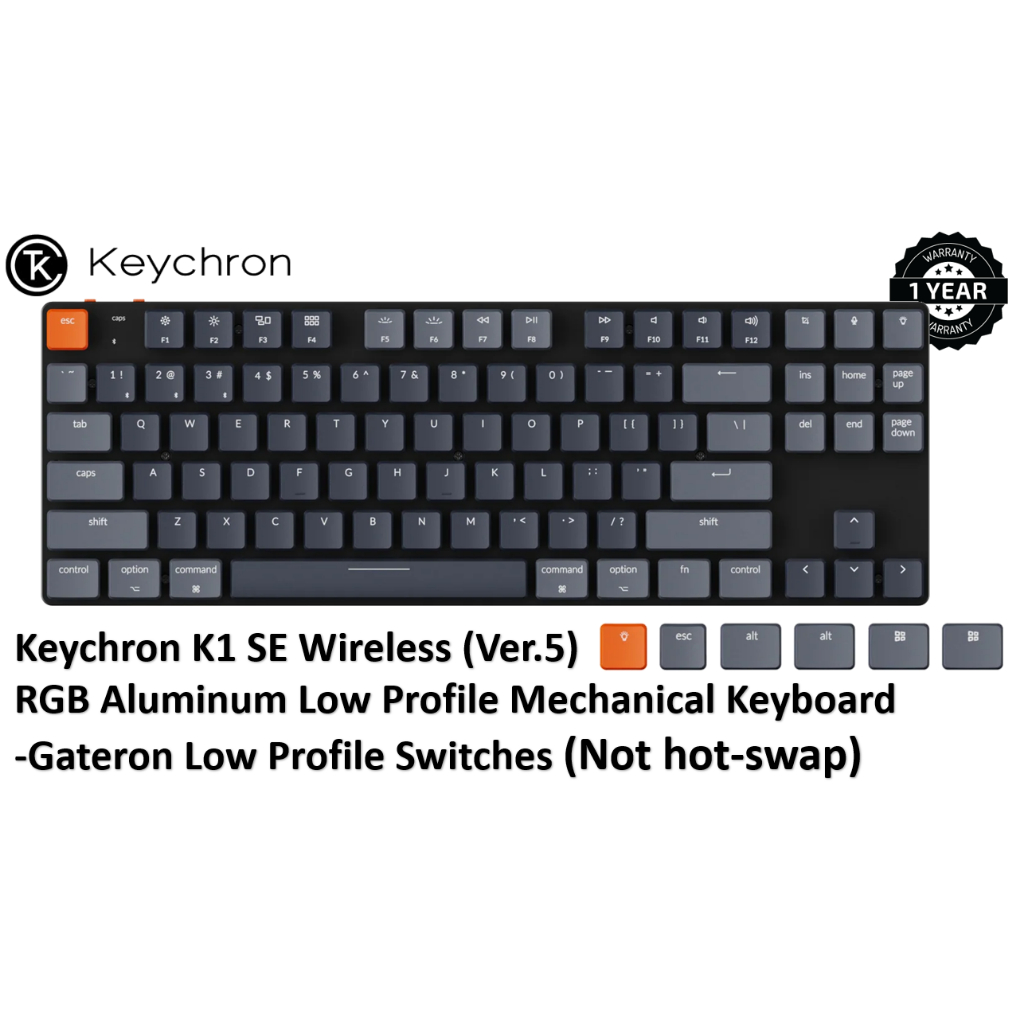 Keychron K1 SE Wireless RGB Aluminum Low Profile Mechanical Keyboard ...