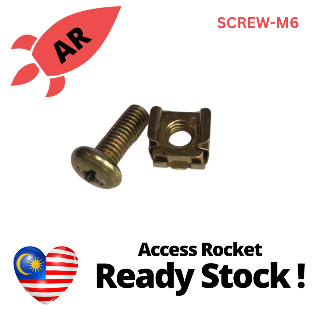 Server Rack M6 Cage Nuts and Screws suit (GOLD)for All Type Rack (10Pcs ...