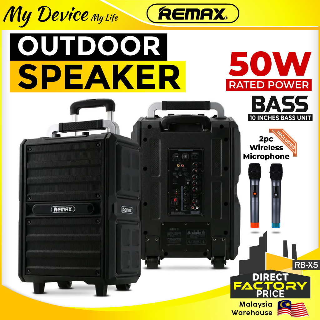 REMAX RB-X5 Outdoor Speaker With mic Wireless Speaker Luggage 50W ...