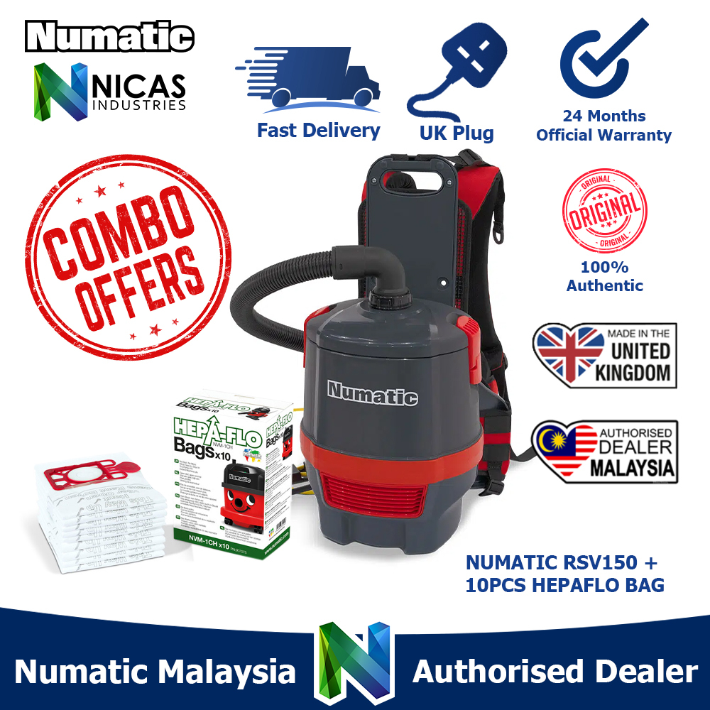 NUMATIC Backpack Vacuum Cleaner RSV150 Combo (Made in UK) 5L 2 Years ...