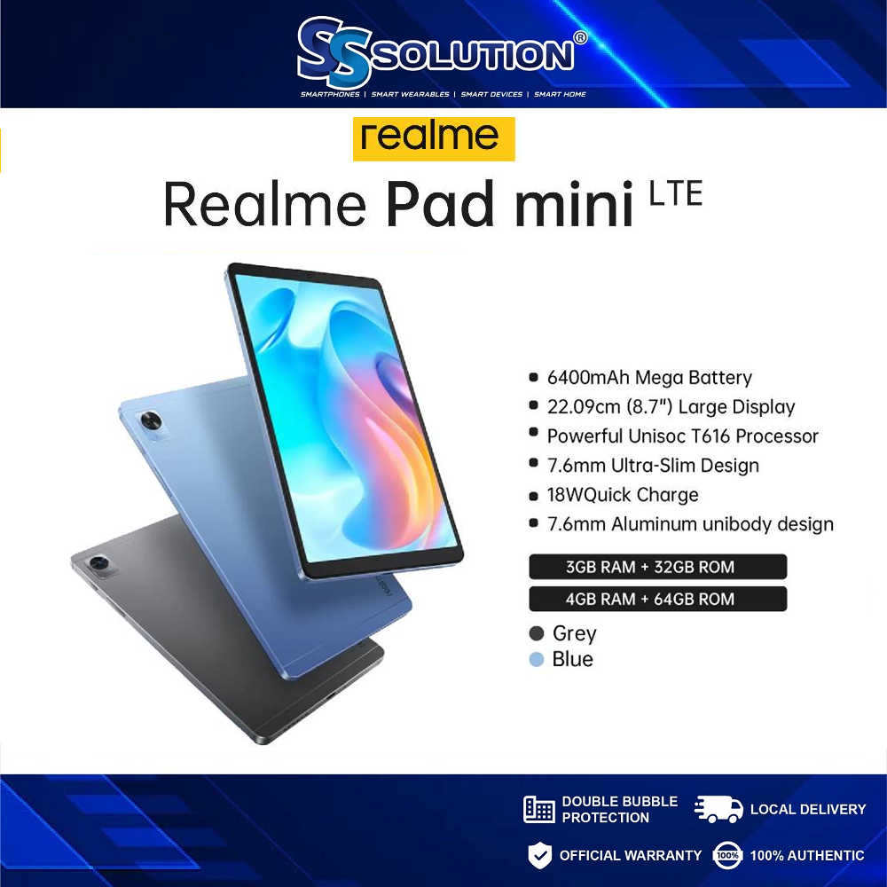 Realme Pad Mini ( 4 GB RAM, 64 GB ROM) (8.7 inch) HD Display Wi-Fi+4G  Tablet