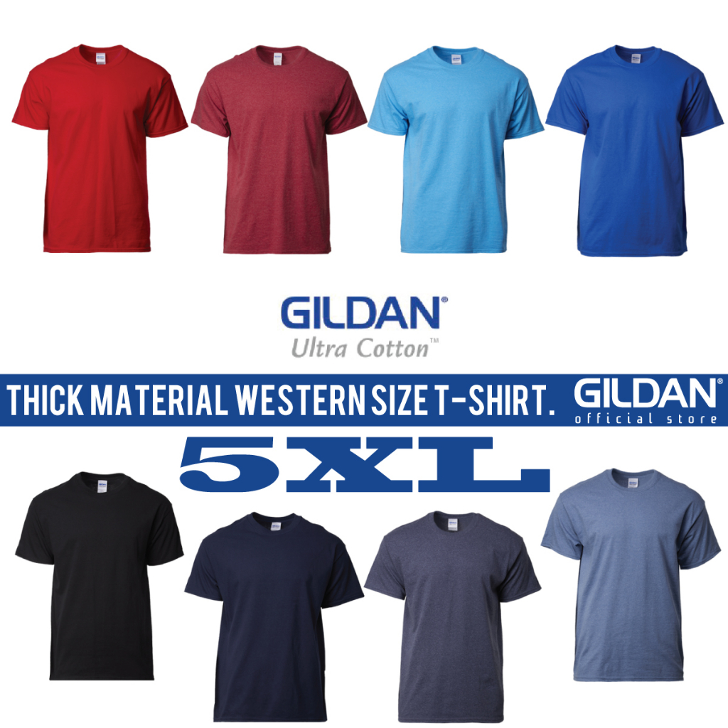 GILDAN Ultra Cotton Plus Size 2XL 5XL T Shirt 2000 Unisex Western Size Super Thick Quality Plain Round Neck Tee