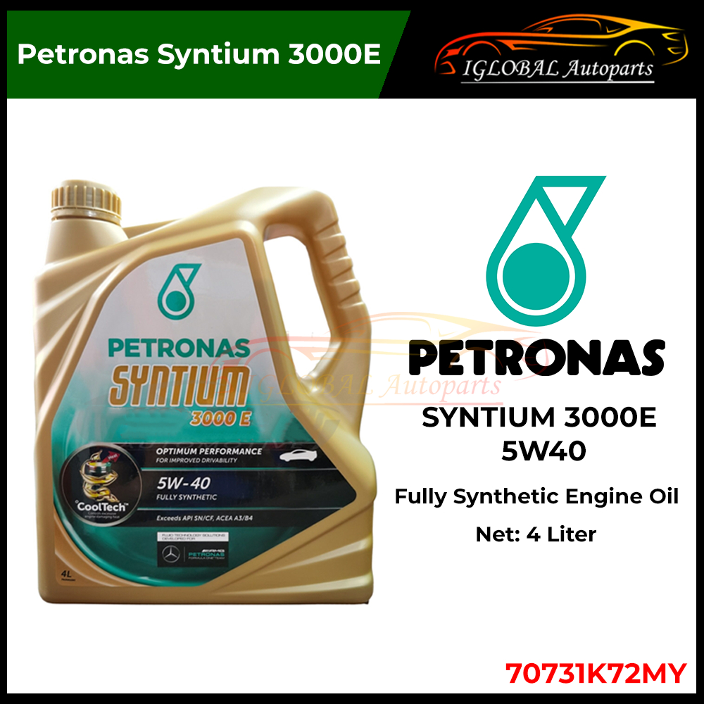 Petronas Syntium 3000E 5W40 Fully Synthetic Engine Oil API SN (4 Liter ...