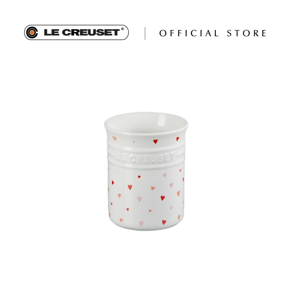 Le Creuset Stoneware Utensil Crock Classic 1L Heart Decal White