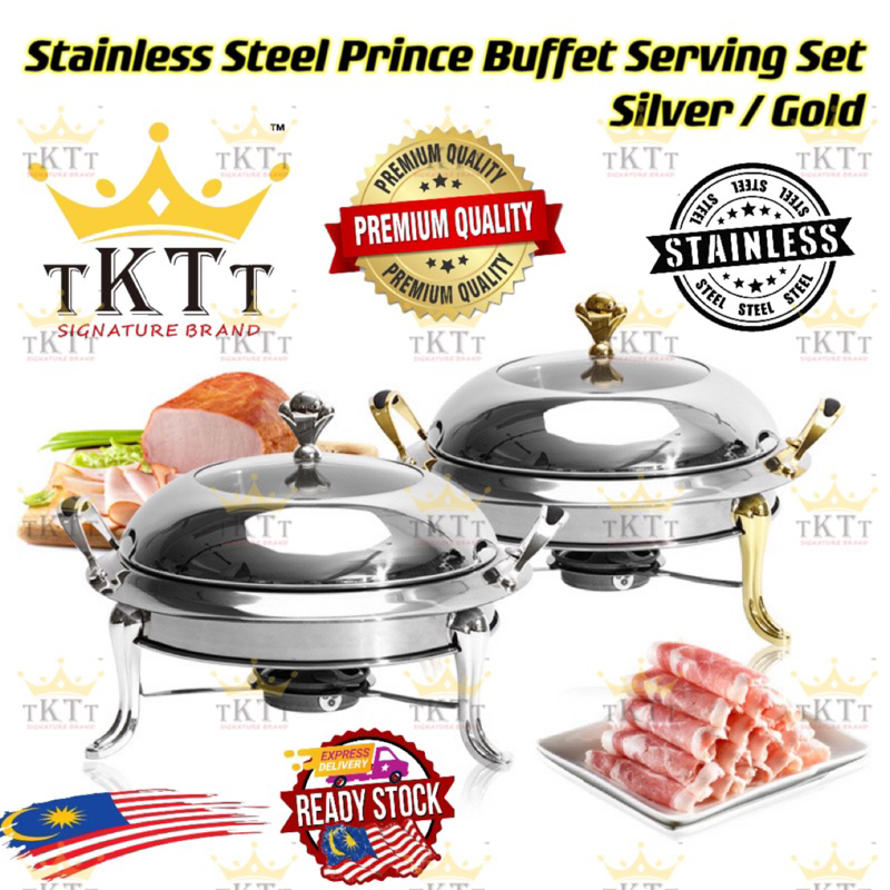 TKTT Stainless Steel Prince Buffet Set Round Chafing Dish Serving Dome ...