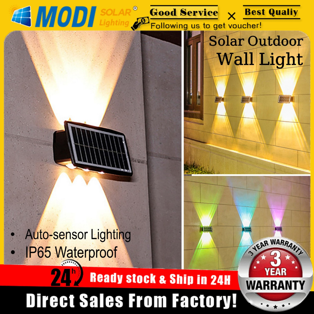 Modi Solar Light Outdoor Lighting 4/6 LED Lampu Waterproof Garden Wall ...