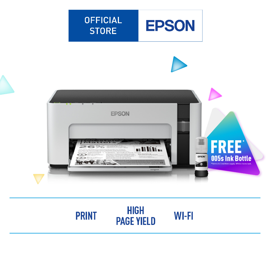 [FREE 2 INKS] Epson EcoTank Monochrome M1120 WiFi Ink Tank Printer