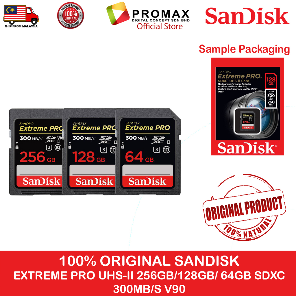 SanDisk Extreme PRO 128GB SDXC Memory Card up to 300MB/s, UHS-II, Class 10,  U3, V90