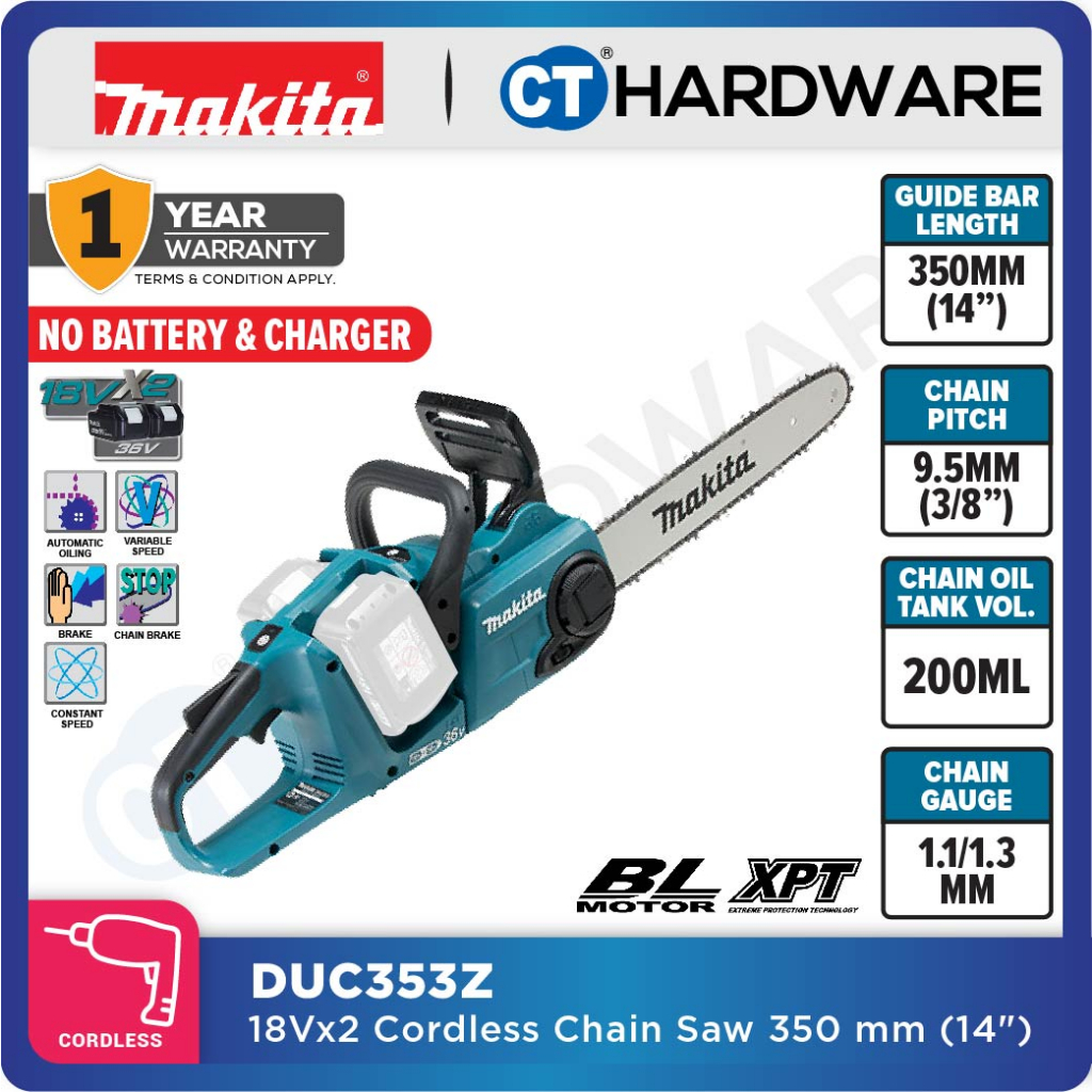 MAKITA DUC353Z CORDLESS CHAIN SAW 18Vx2 200ML 1200M MIN