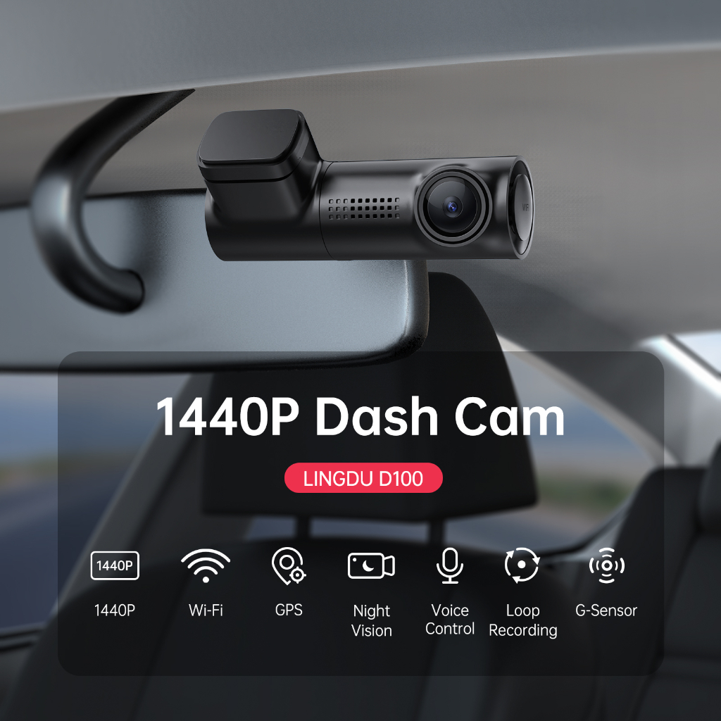 LINGDU D100 2K 1440P Dashcam DVR Car Recorder/Front Cam/GPS/Wi-Fi/24 ...