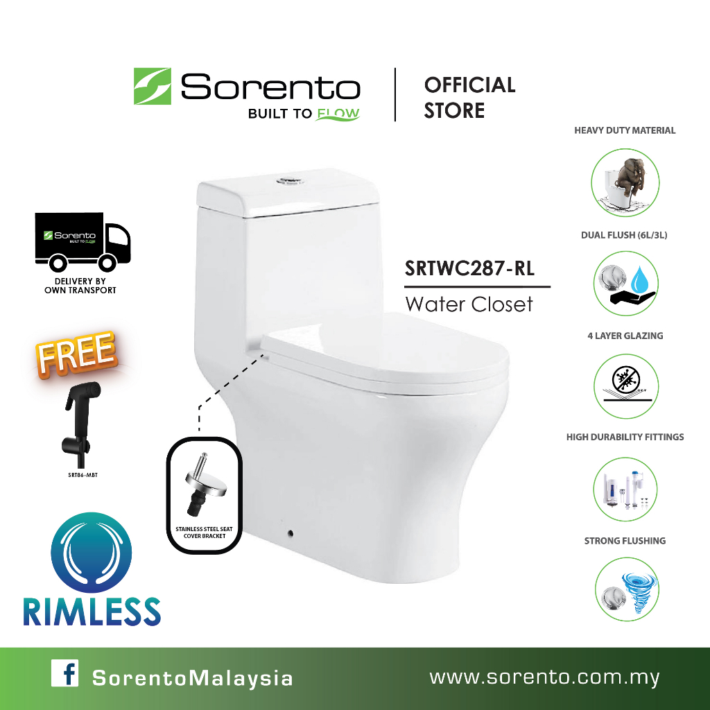 SORENTO WC One Piece Bathroom Water Closet WC SRTWC287-RL Water Closet ...