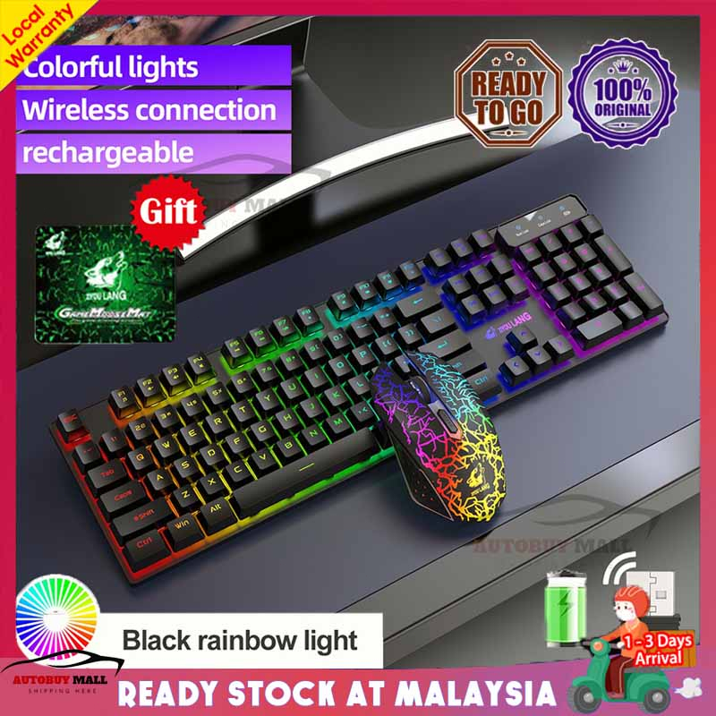 2.4G Wireless Mechanical Gaming Keyboard Mouse Combo RGB Backlight ...