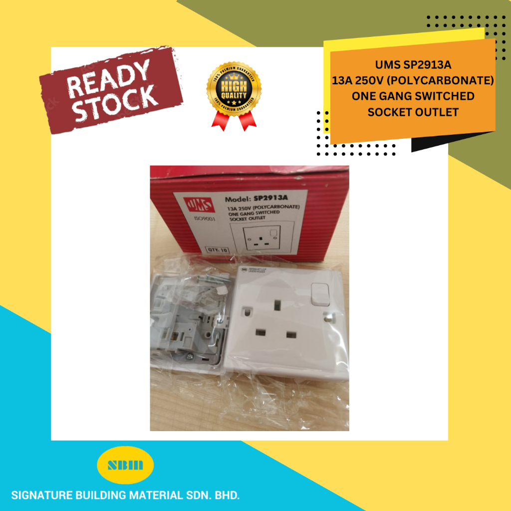UMS SP2913A 2913A 13A 250V 1 Gang Switched Socket Outlet, Sirim ...