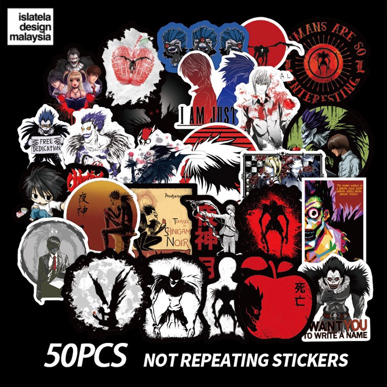 50pcs DEATH NOTE Japanese anime Vinyl Decal graffiti STICKERS bomb for ...