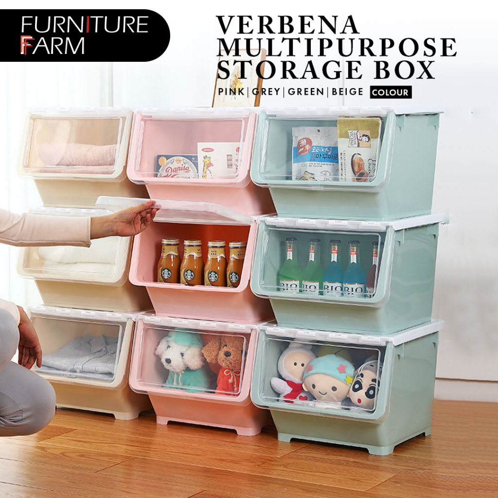 FURNITURE FARM Verbena Stackable Storage Box With Lid + Wheel/ Chest