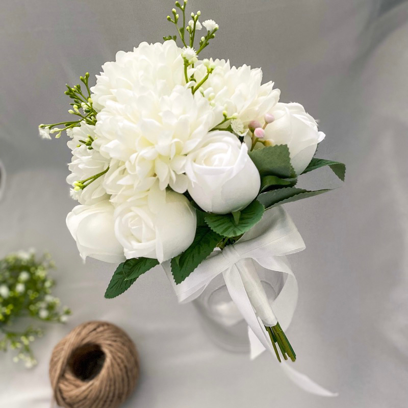 bunga tangan pengantin | bridal bouquet | bertunang | white rose ...