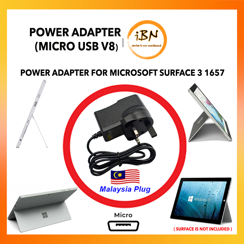 MICROSOFT SURFACE 3 (1657) MICRO USB ADAPTER FOR 5V2A (V8)POWER ADAPTER [MALAYSIA PLUG] Shopee