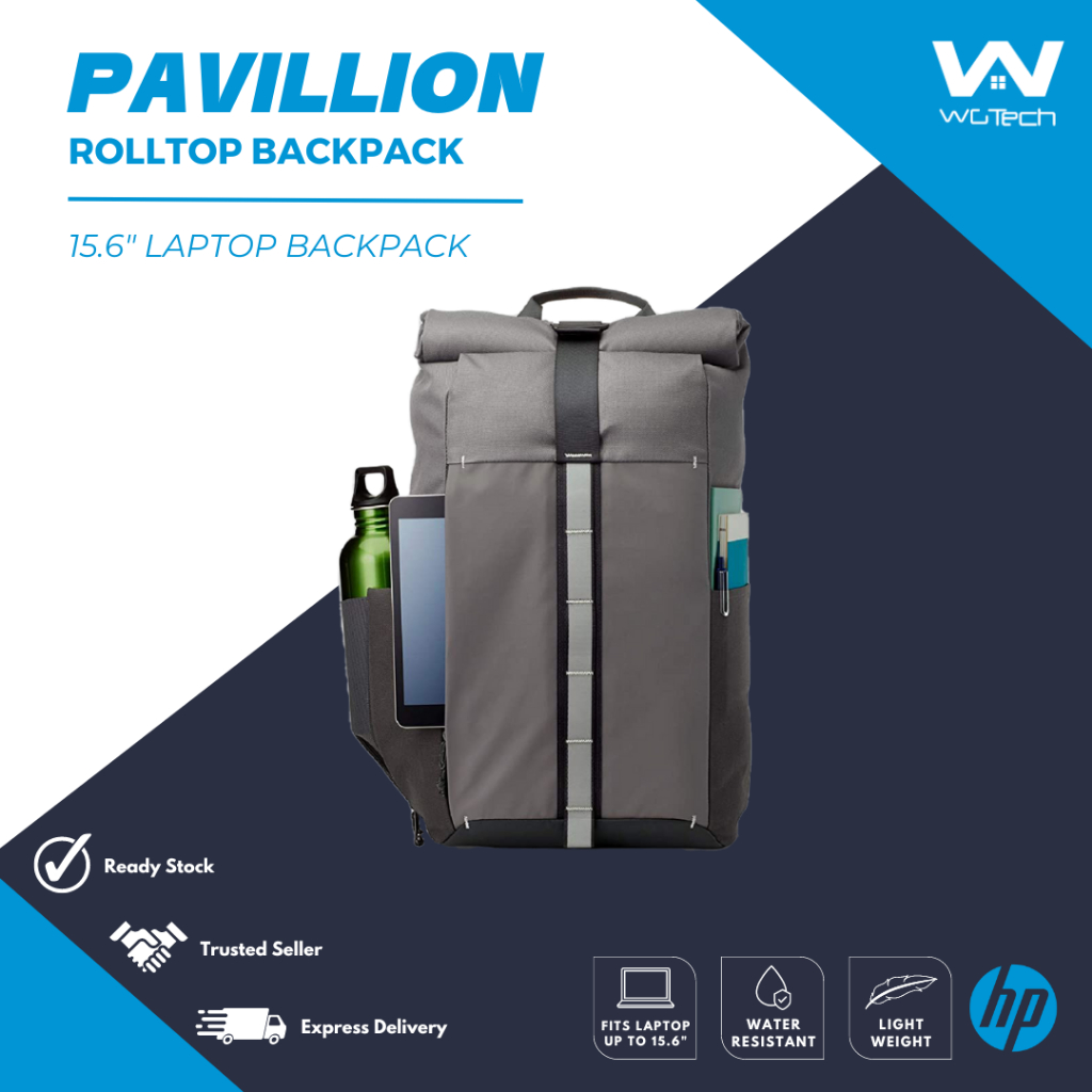 HP Pavillion Rolltop Backpack for 15.6inch Laptop (5EE90AA) Shopee