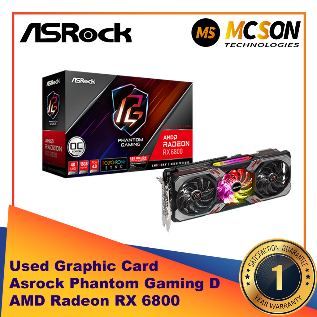 ASRock AMD Radeon RX 6800 Phantom Gaming D GDDR6 16G OC Graphic Card  (Used/Refurbished) | Shopee Malaysia