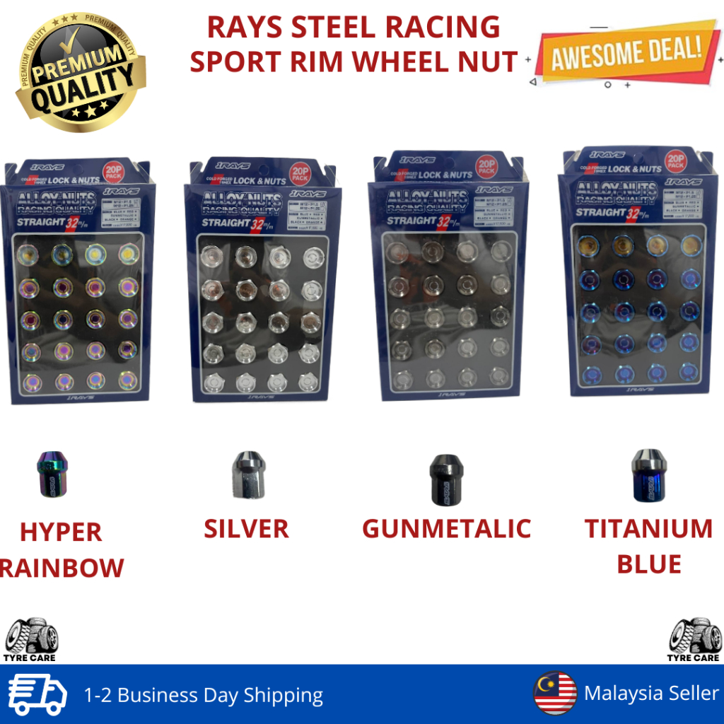 RAYS Steel Racing Sport RIm Steel Wheel Nut 32mm (M12 X 1.5mm) | Shopee ...