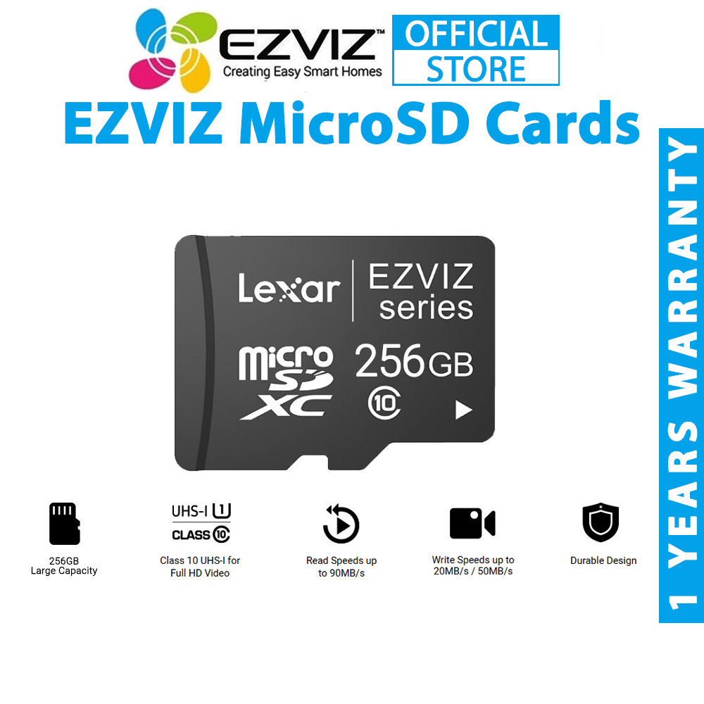 EZVIZ MicroSD Cards Memory Card Class 10 Micro SD Card (256GB) Shopee