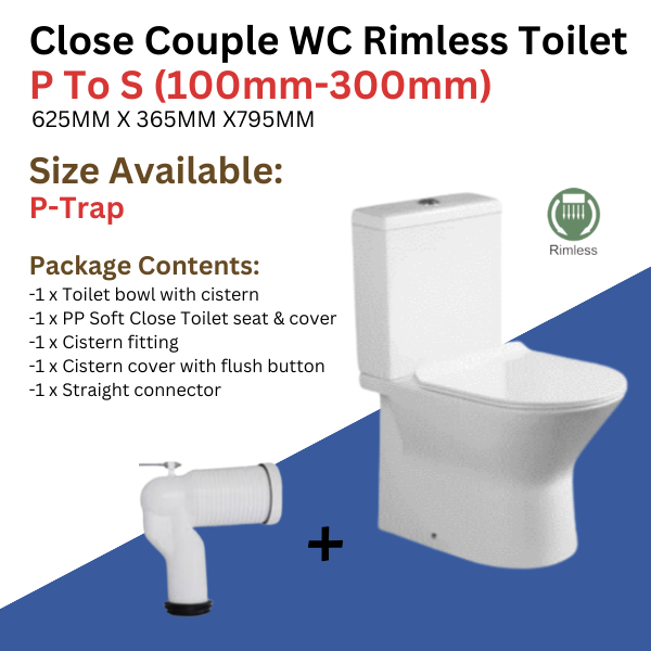 Multi Outlet Offset Close Coupled WC Water Closet PTrap & P to S Trap