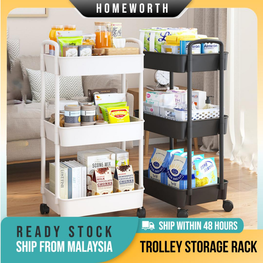 HOMEWORTH 3,4,5 Tiers Multipurpose Movable Trolley Storage Rack With ...