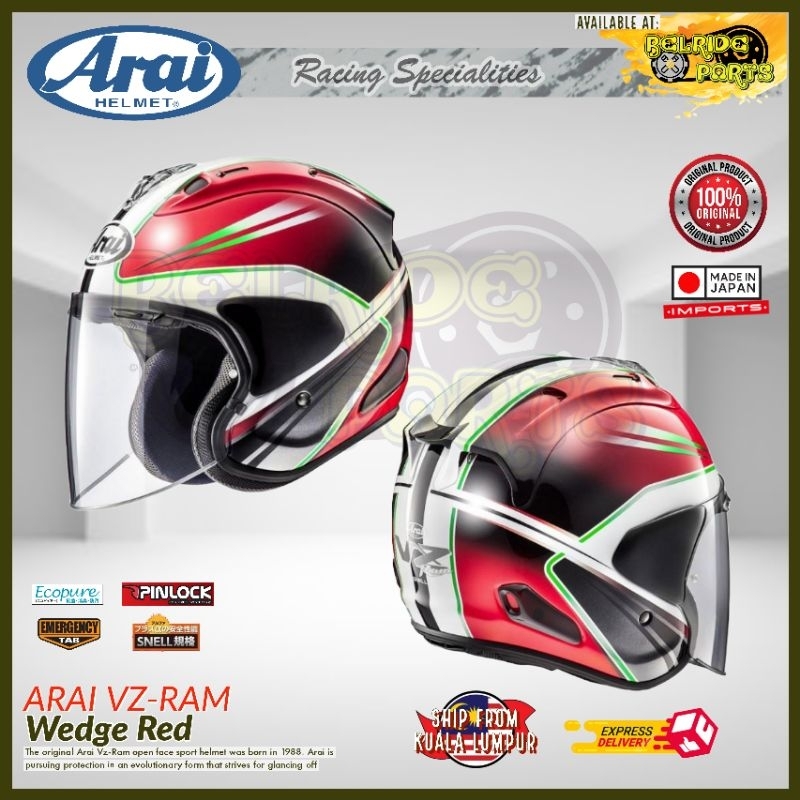 Arai Vzram Wedge Red Original Japan Motorcycle Helmet | Shopee