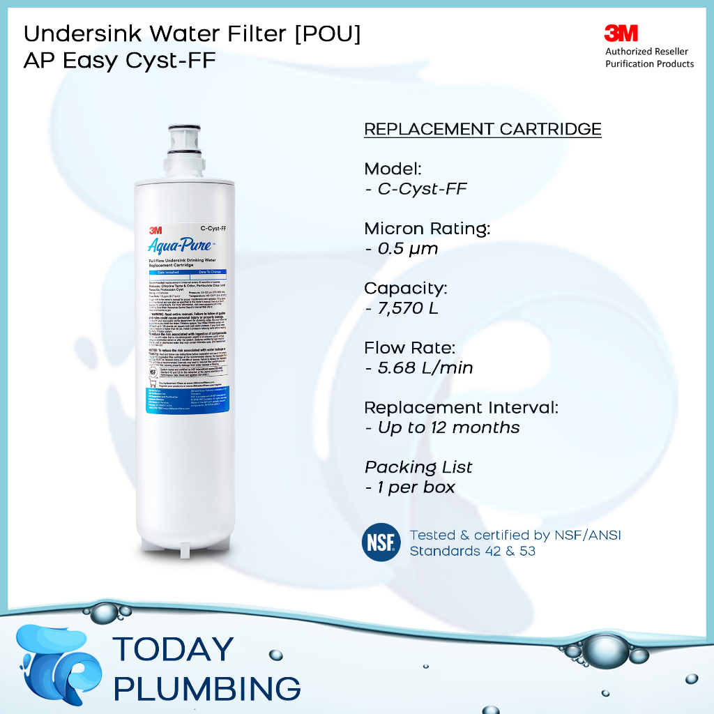 Cartouche Filtrante 3M Aqua-Pure C-Cyst-FF – Débit Complet – Eau Potable – élimine Les Kystes