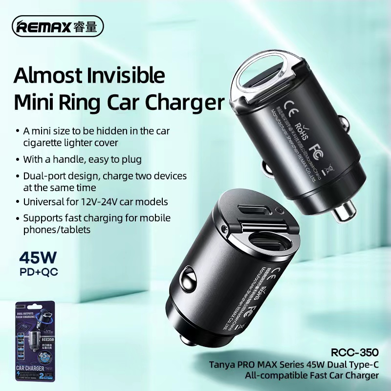 REMAX RCC350 Car Charger / 45W PD+QC Super Fast Charging / Dual PD ...