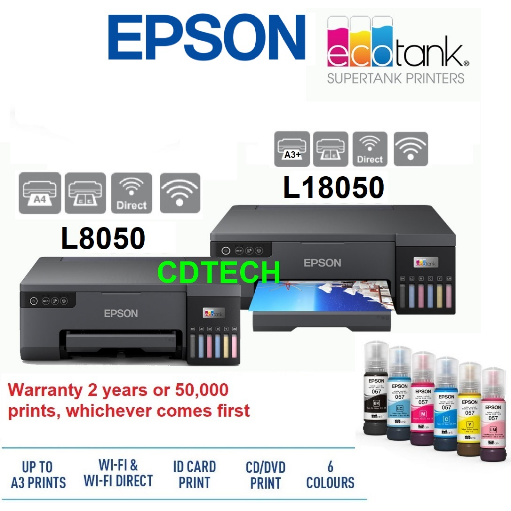 Epson L8050 / L18050 Replace L1800 A3 Photo 6 Colour Ink Tank Printer ...