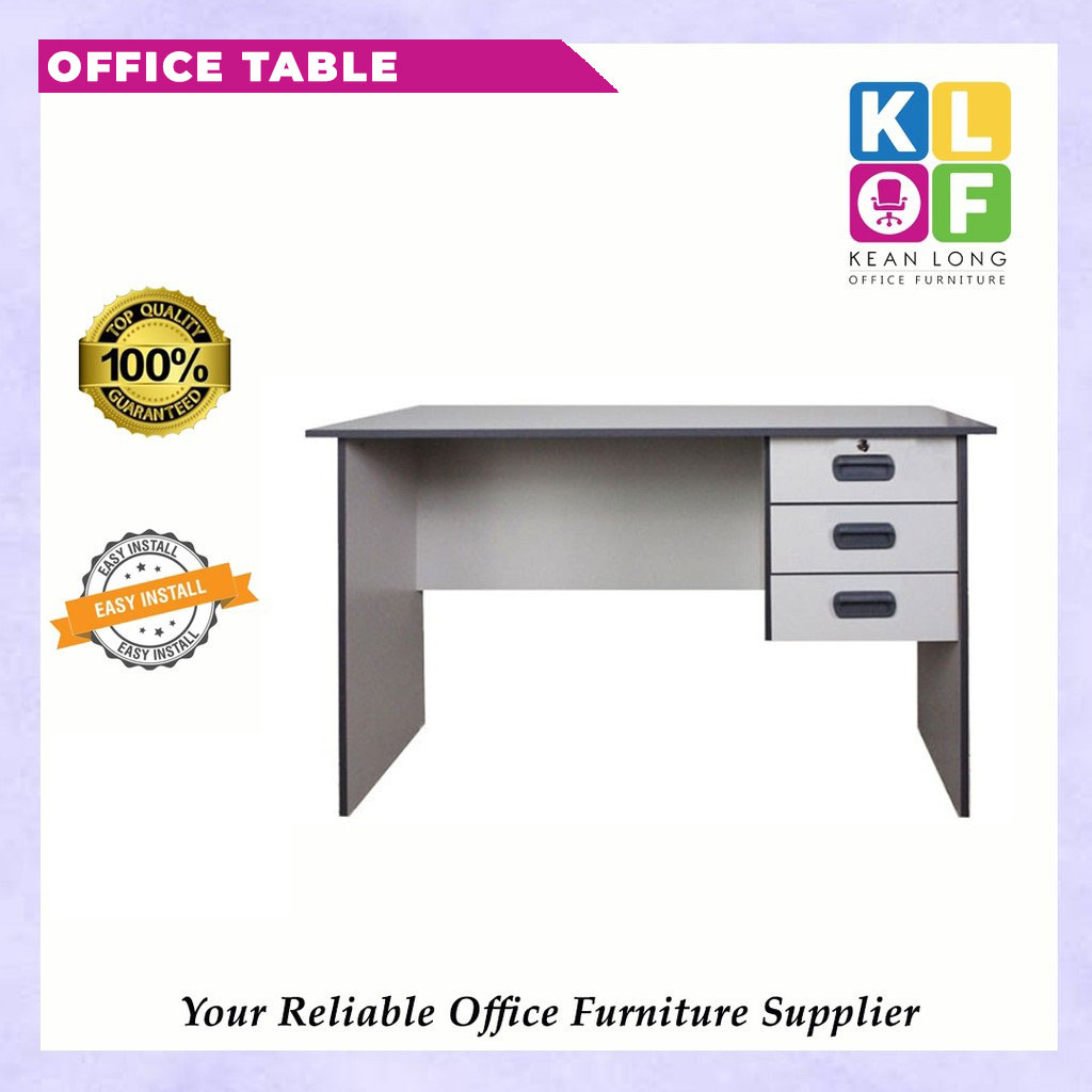 KLOF Office Table 4 Feet With Drawer Light Grey / Meja Pejabat 4 Kaki