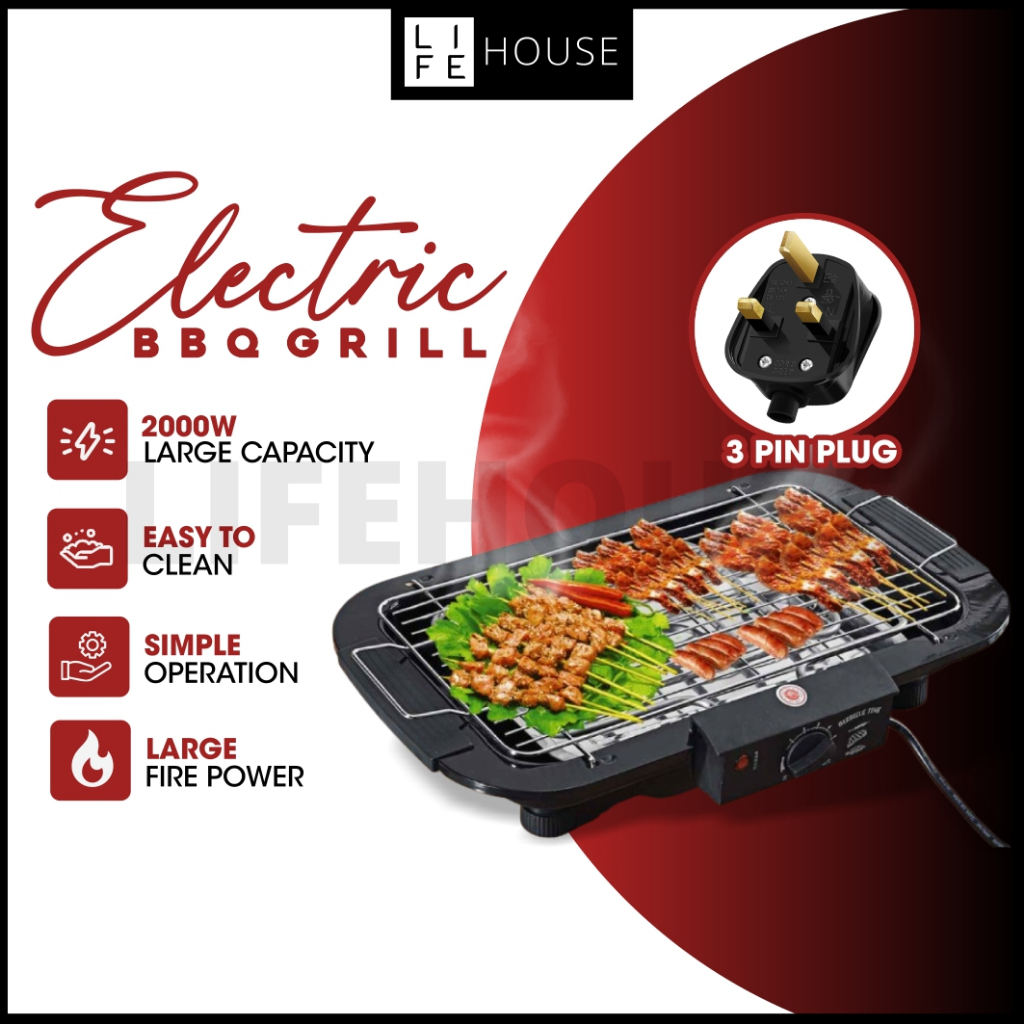 [3 PIN PLUG] Electric Barbeque Grill Outdoor Electric Grill Pan
