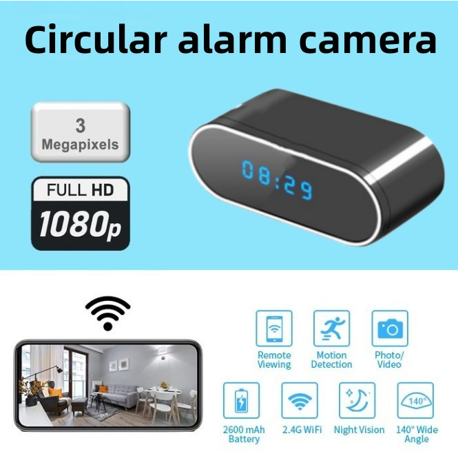Mini Alarm Clock Camera Wireless WiFi IP Mini Camera Night Vision ...