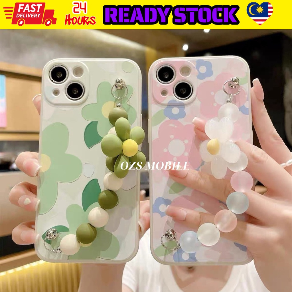 Oppo A17 A17k A98 5G printed flower camera protect flower chain case ...