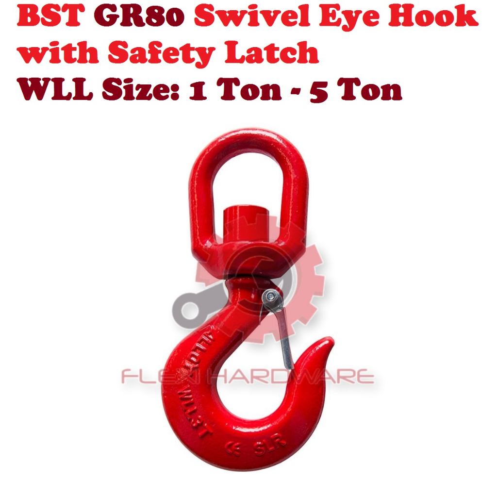 BST GR80 Swivel Eye Hook with Safety Latch (1 Ton - 5 Ton)