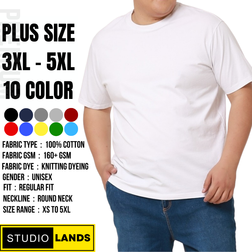 Plus Size Plain Tshirt 100 Cotton Round Neck Plain Tee Baju Kosong