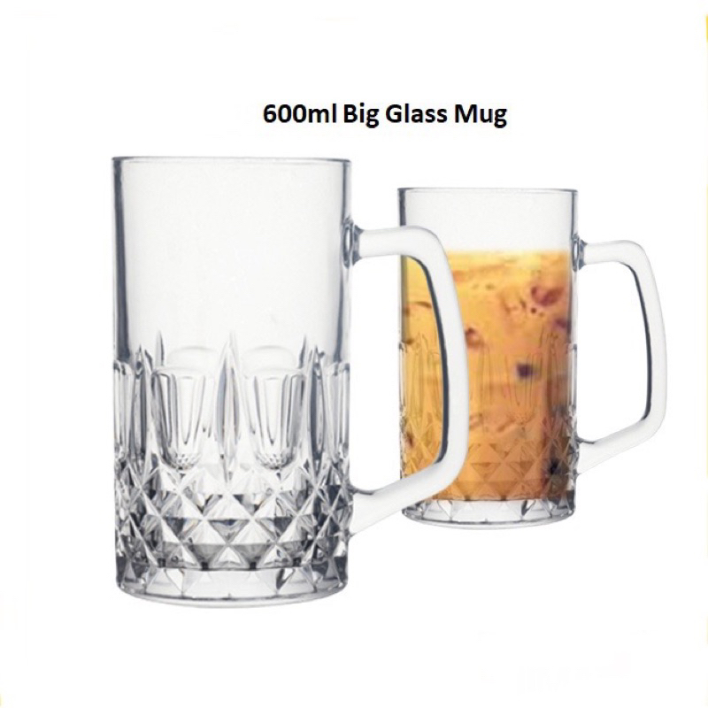 Transparent Big Glass Mug Cup 600ml (20Oz) / Big Glass Beer Mug / A&W