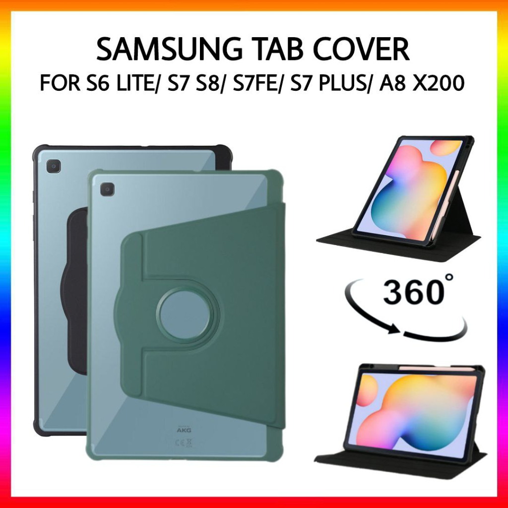 Samsung Tab S6 Lite 2020/2022/2024 S7FE T736 S7 Plus T970 S8+ X800 X806 A8 X200 360 Degree