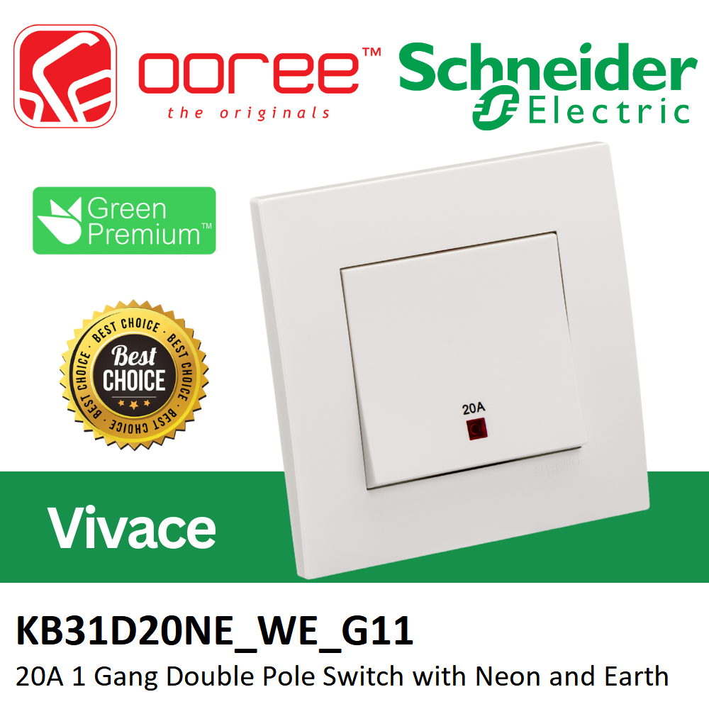 SCHNEIDER ELECTRIC VIVACE SERIES 250V 1 GANG / 10A / 20A / 13A / 15A ...