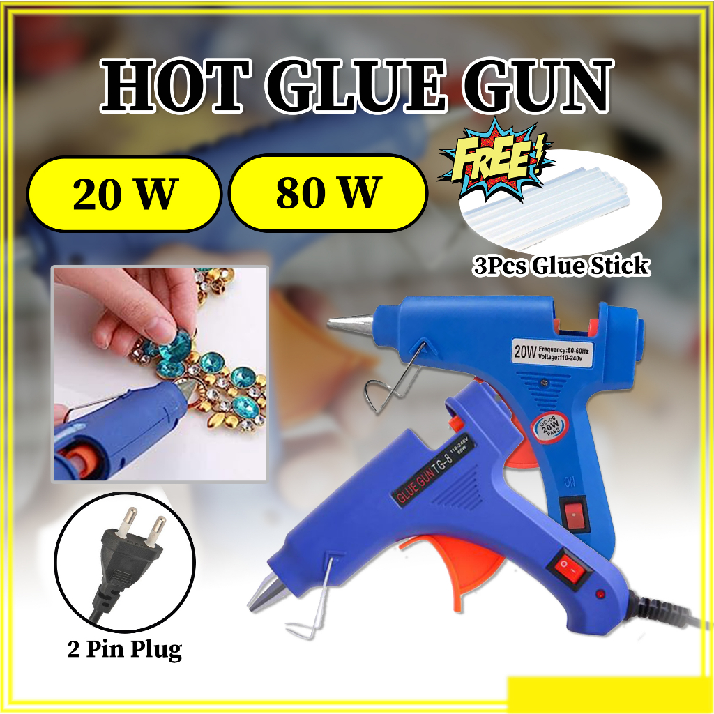 thumbnail interactive-video image 1 of 20W Hot Melt Glue Gun Kit With 12 Glue Sticks – DIY Crafts School – BLACK – DK84 1 of 6