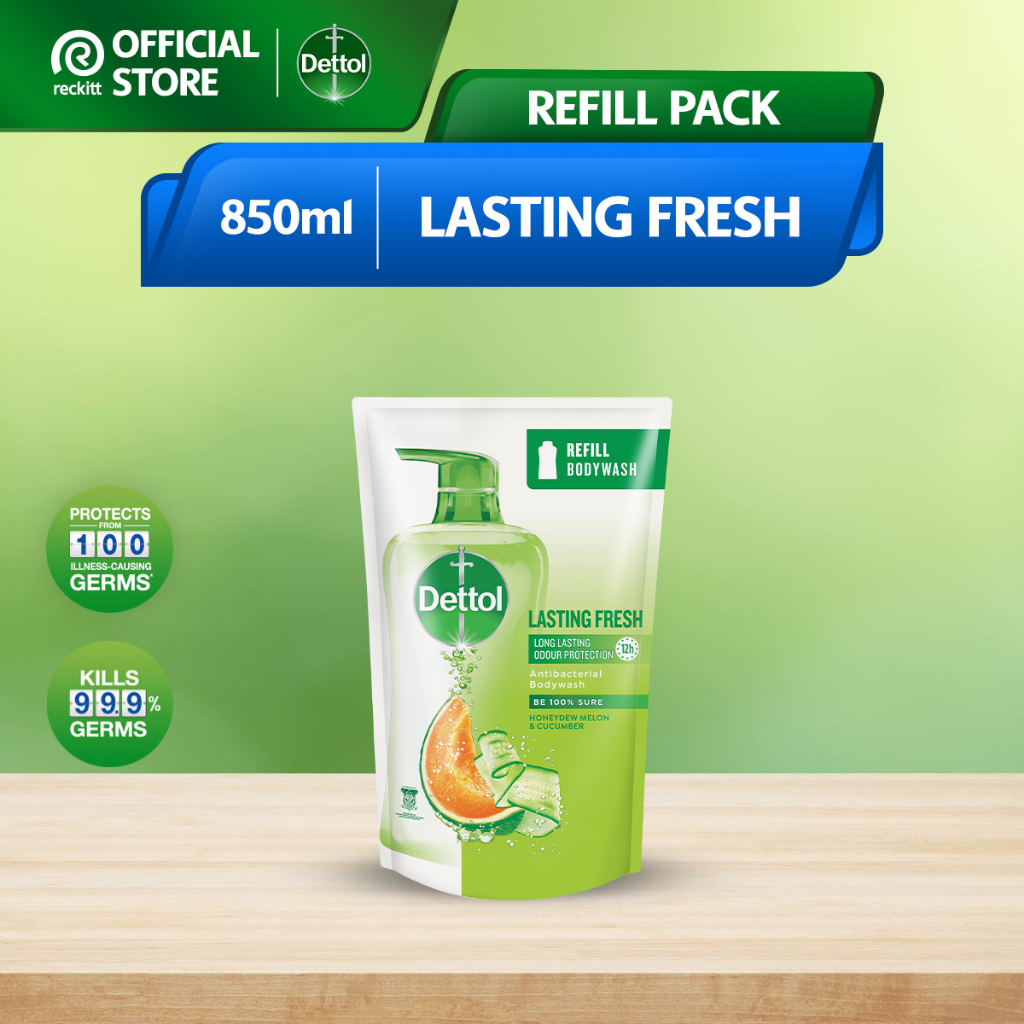 Dettol Antibacterial Shower Gel Body Wash Lasting Fresh Refill Pouch