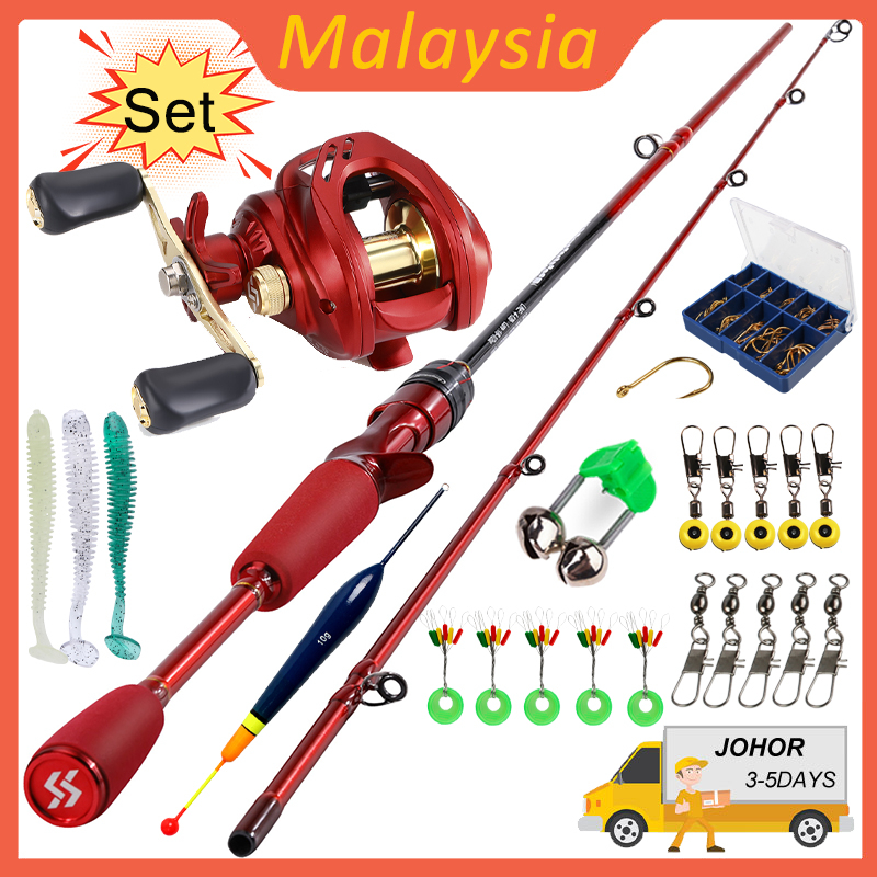 Sougayilang Portable 5 Section Red/yellow Fishing Rod Combo 170cm