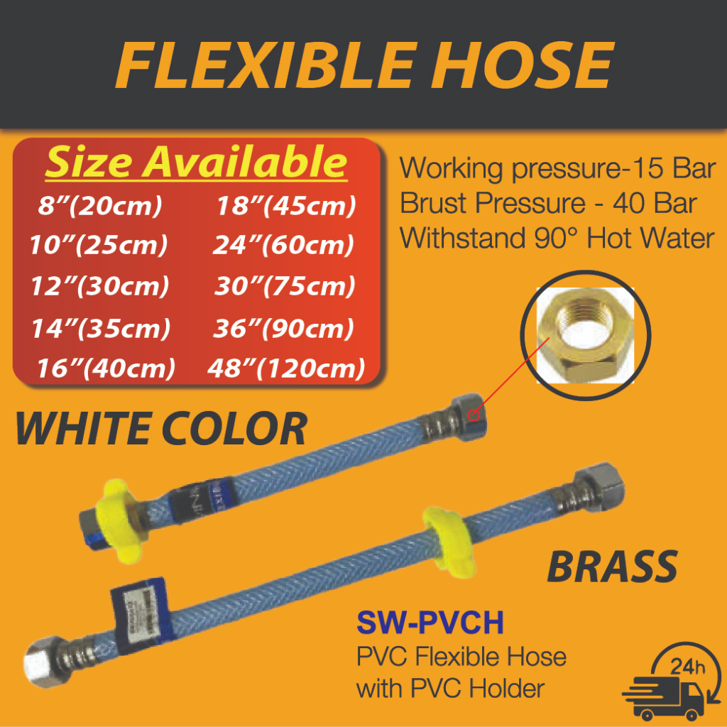 1/2" Heavy Duty High Pressure PVC Flexible Hose With Brass Nut / 1/2