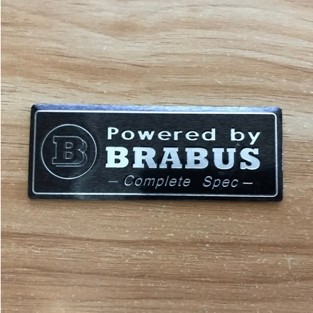 Powered By Brabus Complete Spec Metal Black Rectangle Emblem Badge Logo ...